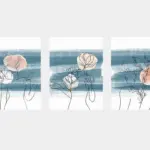 Line Art Kadın Silüeti Üçlü Kanvas Tablo | Cam Tablo | Mdf Tablo Seti | B33165