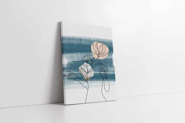 Line Art Kadın Silüeti Üçlü Kanvas Tablo | Cam Tablo | Mdf Tablo Seti | B33165 - Görsel 2