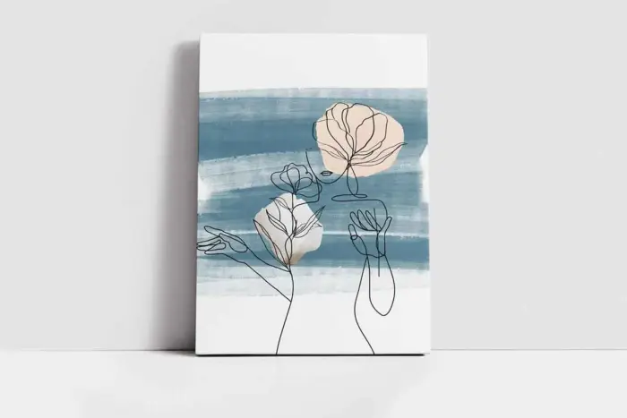 Line Art Kadın Silüeti Üçlü Kanvas Tablo | Cam Tablo | Mdf Tablo Seti | B33165 - Görsel 3