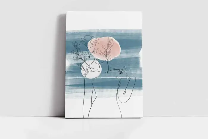 Line Art Kadın Silüeti Üçlü Kanvas Tablo | Cam Tablo | Mdf Tablo Seti | B33165 - Görsel 5