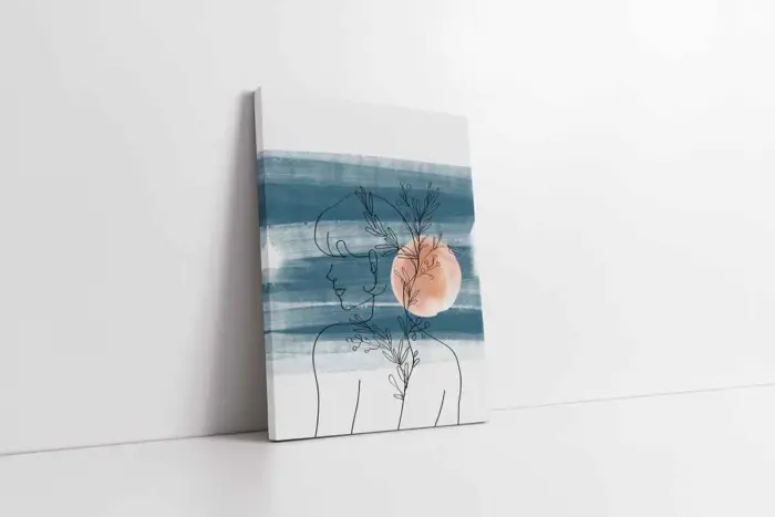 Line Art Kadın Silüeti Üçlü Kanvas Tablo | Cam Tablo | Mdf Tablo Seti | B33165 - Görsel 6