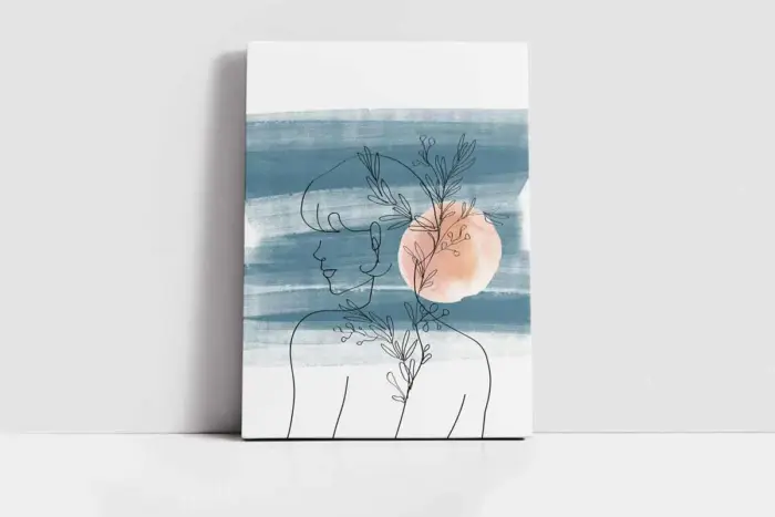 Line Art Kadın Silüeti Üçlü Kanvas Tablo | Cam Tablo | Mdf Tablo Seti | B33165 - Görsel 7