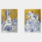 Tanrıça Ve Melekler İkili Kanvas Tablo | Cam Tablo | Mdf Tablo Seti | B33167