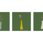 Vazoda Çiçekler Üçlü Kanvas Tablo | Cam Tablo | Mdf Tablo Seti | B33168