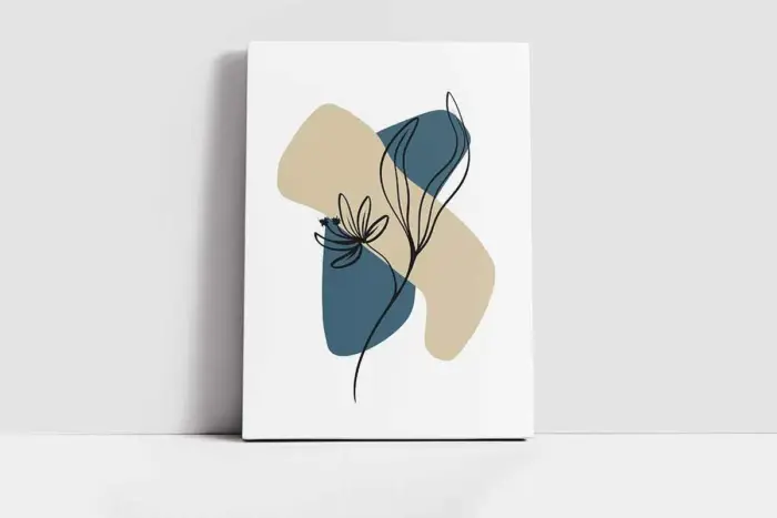 Line Art Çiçek | Kanvas Tablo | Cam Tablo | Mdf Tablo | B33171 - Görsel 2