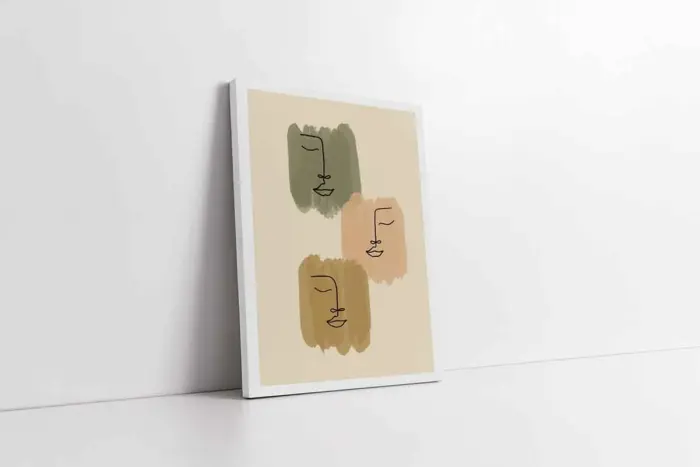 Line Art Yüzler | Kanvas Tablo | Cam Tablo | Mdf Tablo | B33184 - Görsel 1