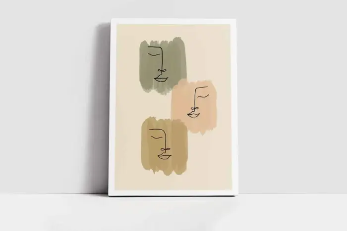Line Art Yüzler | Kanvas Tablo | Cam Tablo | Mdf Tablo | B33184 - Görsel 2