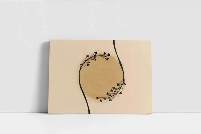 Minimalist Siyah Çiçekler Ve Güneş | Kanvas Tablo | Cam Tablo | Mdf Tablo | B33186 - Görsel 2