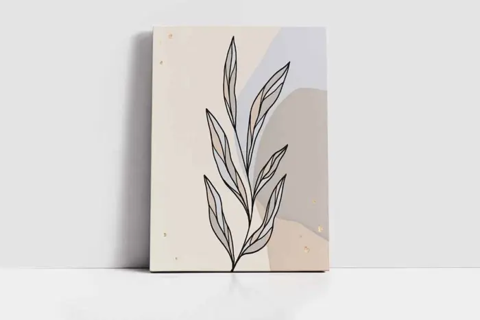Line Art Yaprak | Kanvas Tablo | Cam Tablo | Mdf Tablo | B33189 - Görsel 2