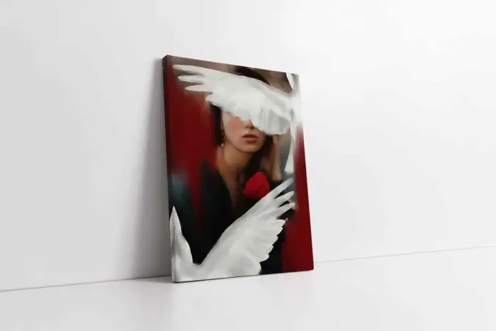 Kadın Ve Beyaz Kuşlar | Kanvas Tablo | Cam Tablo | Mdf Tablo | B33193 - Görsel 1