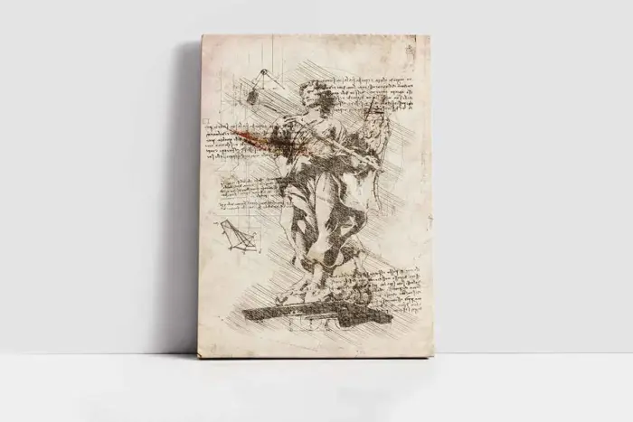 Melek Heykeli Çizim | Kanvas Tablo | Cam Tablo | Mdf Tablo | B33195 - Görsel 2