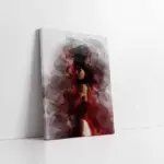 Sulu Boya Kırmızı Elbiseli Kadın | Kanvas Tablo | Cam Tablo | Mdf Tablo | B33202