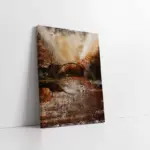 Sulu Boya Taş Köprü Nehir Manzarası | Kanvas Tablo | Cam Tablo | Mdf Tablo | B33206