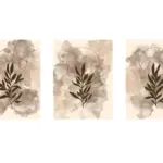 Altın Ve Kahve Yapraklar Üçlü Kanvas Tablo | Cam Tablo | Mdf Tablo Seti | B33215