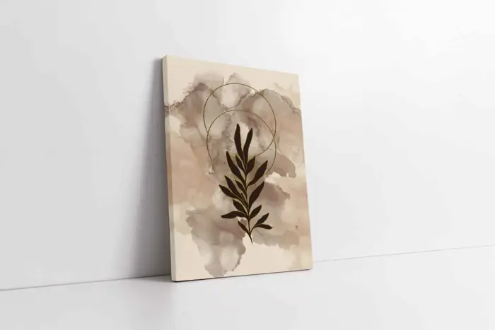 Altın Ve Kahve Yapraklar Üçlü Kanvas Tablo | Cam Tablo | Mdf Tablo Seti | B33215 - Görsel 5