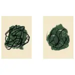 Yeşil Soyut Line Art İkili Kanvas Tablo | Cam Tablo | Mdf Tablo Seti | B33216