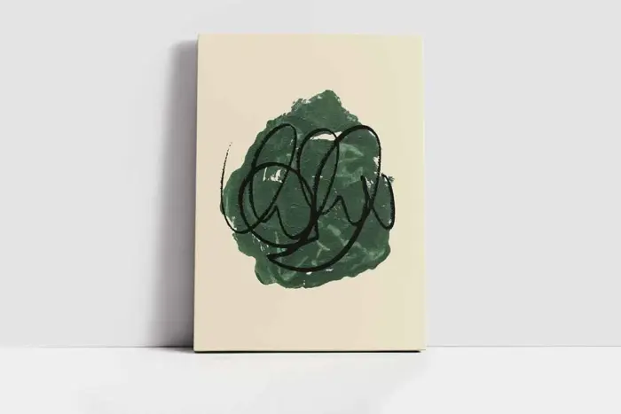 Yeşil Soyut Line Art İkili Kanvas Tablo | Cam Tablo | Mdf Tablo Seti | B33216 - Görsel 2