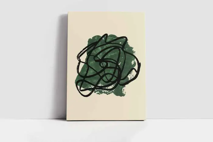 Yeşil Soyut Line Art İkili Kanvas Tablo | Cam Tablo | Mdf Tablo Seti | B33216 - Görsel 3