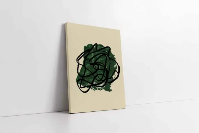 Yeşil Soyut Line Art İkili Kanvas Tablo | Cam Tablo | Mdf Tablo Seti | B33216 - Görsel 5