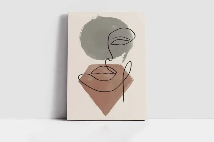 Line Art Kadın Yüzü | Kanvas Tablo | Cam Tablo | Mdf Tablo | B33217 - Görsel 2