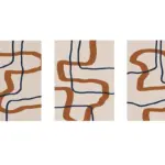 Turuncu Siyah Line Art Üçlü Kanvas Tablo | Cam Tablo | Mdf Tablo Seti | B33220