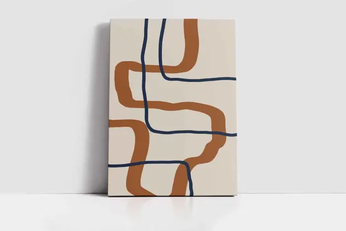Turuncu Siyah Line Art Üçlü Kanvas Tablo | Cam Tablo | Mdf Tablo Seti | B33220 - Görsel 3