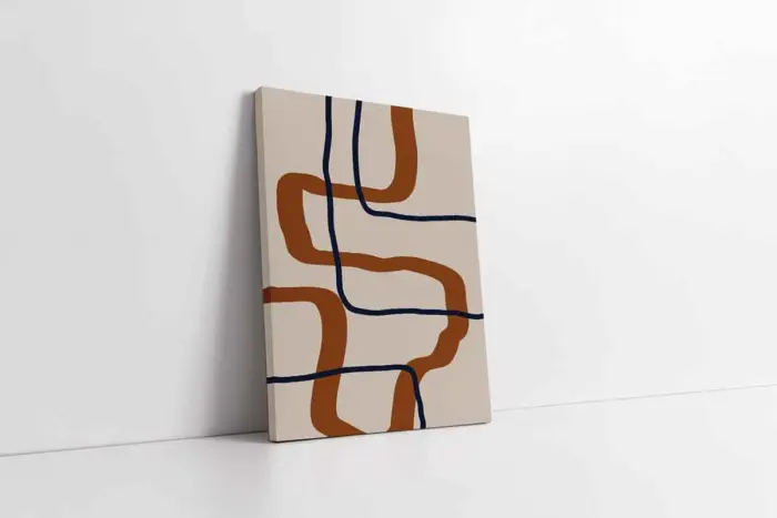 Turuncu Siyah Line Art Üçlü Kanvas Tablo | Cam Tablo | Mdf Tablo Seti | B33220 - Görsel 6