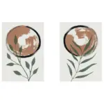 Bitki Ve Güneş İkili Kanvas Tablo | Cam Tablo | Mdf Tablo Seti | B33222