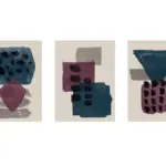 Mavi Ve Bordo Desenler Üçlü Kanvas Tablo | Cam Tablo | Mdf Tablo Seti | B33223