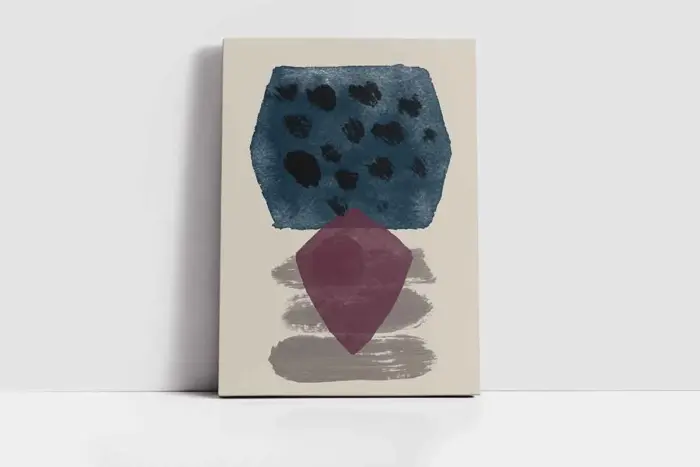 Mavi Ve Bordo Desenler Üçlü Kanvas Tablo | Cam Tablo | Mdf Tablo Seti | B33223 - Görsel 2