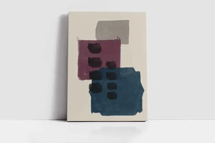 Mavi Ve Bordo Desenler Üçlü Kanvas Tablo | Cam Tablo | Mdf Tablo Seti | B33223 - Görsel 3
