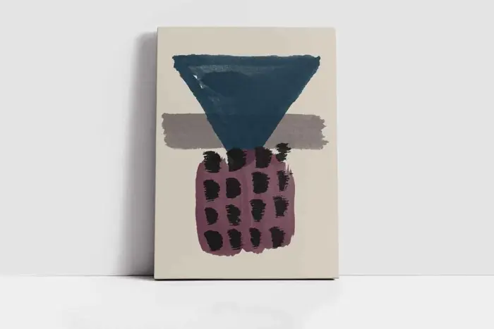 Mavi Ve Bordo Desenler Üçlü Kanvas Tablo | Cam Tablo | Mdf Tablo Seti | B33223 - Görsel 4