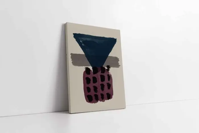 Mavi Ve Bordo Desenler Üçlü Kanvas Tablo | Cam Tablo | Mdf Tablo Seti | B33223 - Görsel 7
