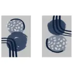 Gri Ve Mavi Desenler İkili Kanvas Tablo | Cam Tablo | Mdf Tablo Seti | B33224