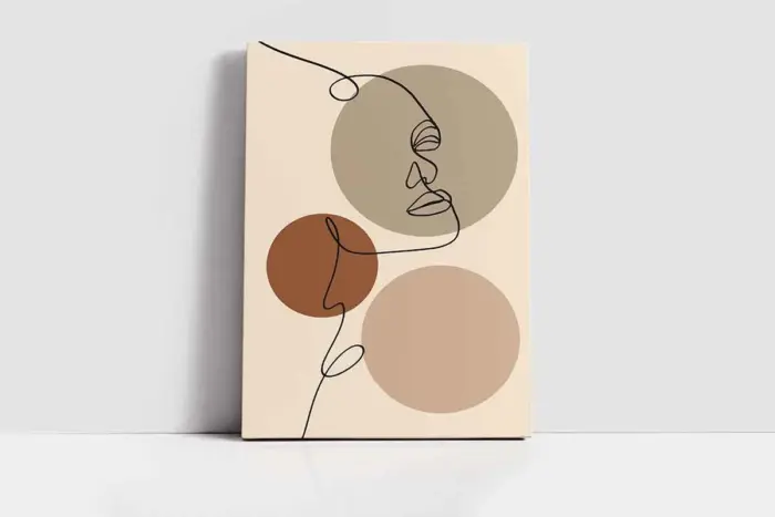 Line Art Kadın Yüzü | Kanvas Tablo | Cam Tablo | Mdf Tablo | B33225 - Görsel 3