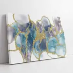 Altın Detaylı Mavi Ve Mor Soyut | Kanvas Tablo | Cam Tablo | Mdf Tablo | B33235