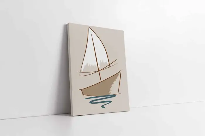 Minimal Gemi Ve Deniz | Kanvas Tablo | Cam Tablo | Mdf Tablo | B33236 - Görsel 1