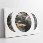 Altın Detaylı Gri Soyut Desenli Ay Ve Evreleri | Kanvas Tablo | Cam Tablo | Mdf Tablo | B33246