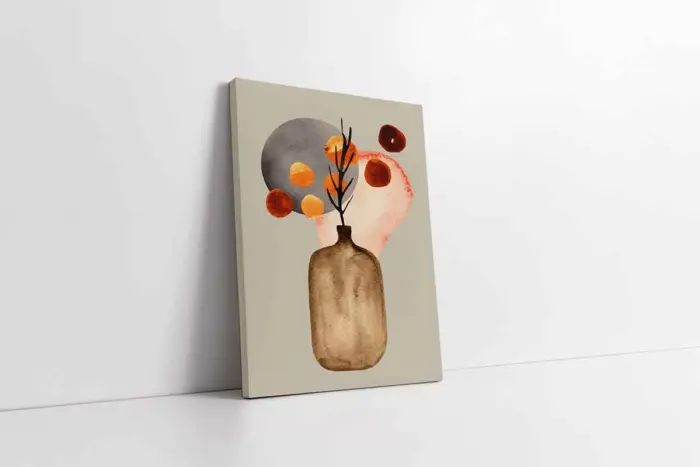Sulu Boya Vazo Ve Modern Desenler İkili Kanvas Tablo | Cam Tablo | Mdf Tablo Seti | B33247 - Görsel 4