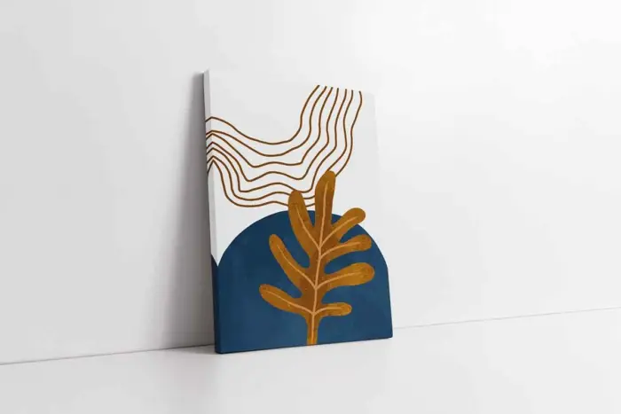 Modern Desenler Ve Yaprak İkili Kanvas Tablo | Cam Tablo | Mdf Tablo Seti | B33249 - Görsel 4