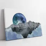 Mavi Ay Ve Dağ Modern Manzara | Kanvas Tablo | Cam Tablo | Mdf Tablo | B33250