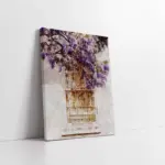 Pencere Ve Mor Çiçekler | Kanvas Tablo | Cam Tablo | Mdf Tablo | B33257