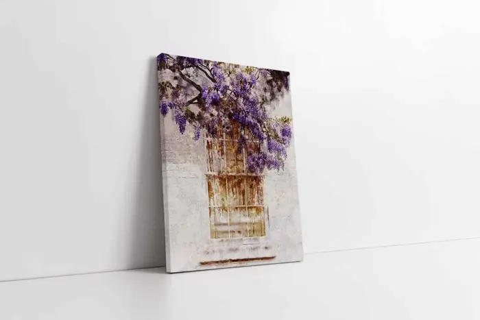 Pencere Ve Mor Çiçekler | Kanvas Tablo | Cam Tablo | Mdf Tablo | B33257 - Görsel 1