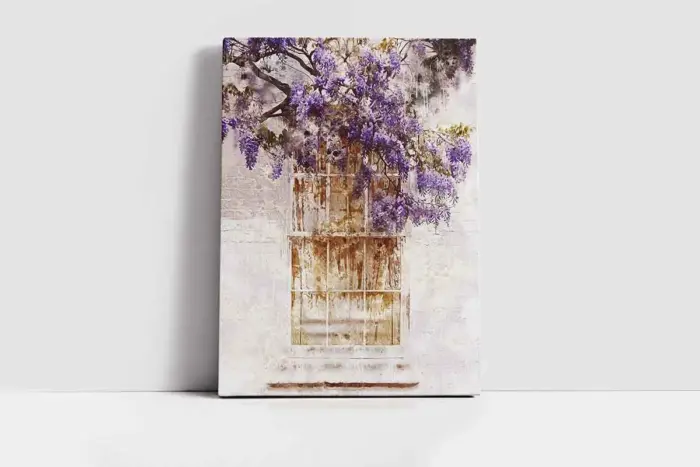 Pencere Ve Mor Çiçekler | Kanvas Tablo | Cam Tablo | Mdf Tablo | B33257 - Görsel 2