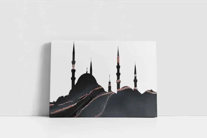 Gri Altın Soyut Desenli İstanbul | Kanvas Tablo | Cam Tablo | Mdf Tablo | B33260 - Görsel 2
