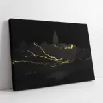 Gri Altın Soyut Desenli Galata Kulesi | Kanvas Tablo | Cam Tablo | Mdf Tablo | B33261