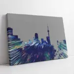 Mavi Soyut Desenli Şehir | Kanvas Tablo | Cam Tablo | Mdf Tablo | B33263