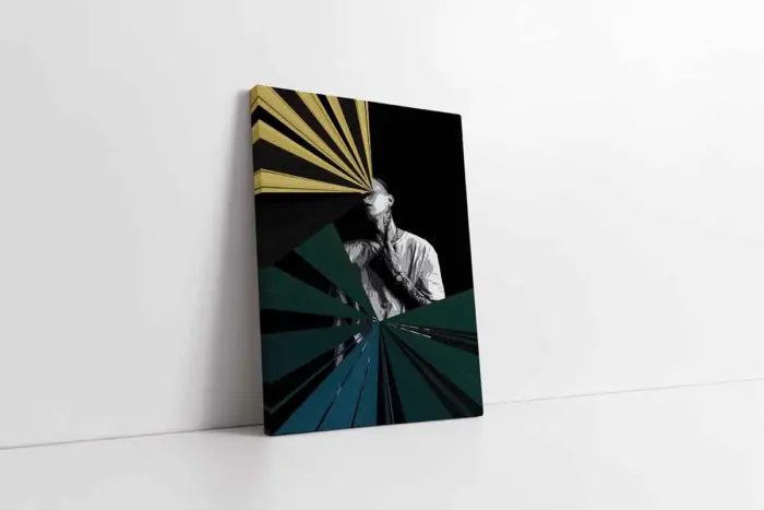 Sarı Ve Mavi Desenli İnsan Modern | Kanvas Tablo | Cam Tablo | Mdf Tablo | B33264 - Görsel 1