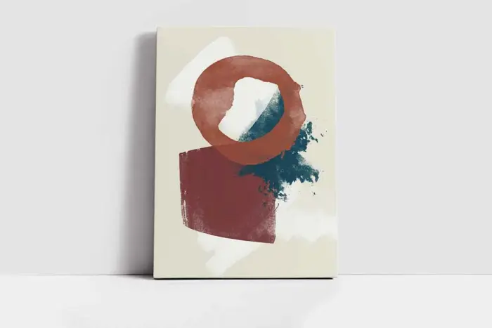 Bordo Ve Mavi Soyut Üçlü Kanvas Tablo | Cam Tablo | Mdf Tablo Seti | B33266 - Görsel 2