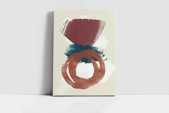 Bordo Ve Mavi Soyut Üçlü Kanvas Tablo | Cam Tablo | Mdf Tablo Seti | B33266 - Görsel 3